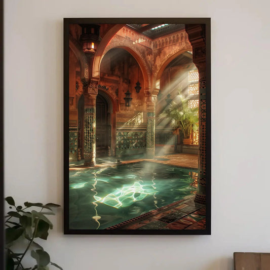 Moroccan Bath House Illustration Canvas Print | Moroccan Decor | Islamic Architecture Wall Art | Moroccan Home Decor | Ready to Hang Wall Art – Canvas Print