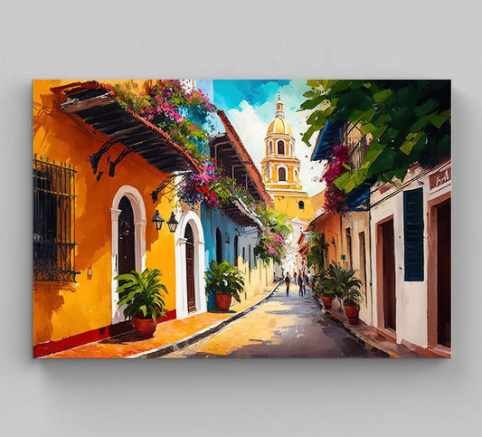 Colombia Art Print, Colombia Canvas Art, Cartagena travel print, Caribbean art deco poster, Caribbean travel print, Colombia wall decor Wall Art – Canvas Print