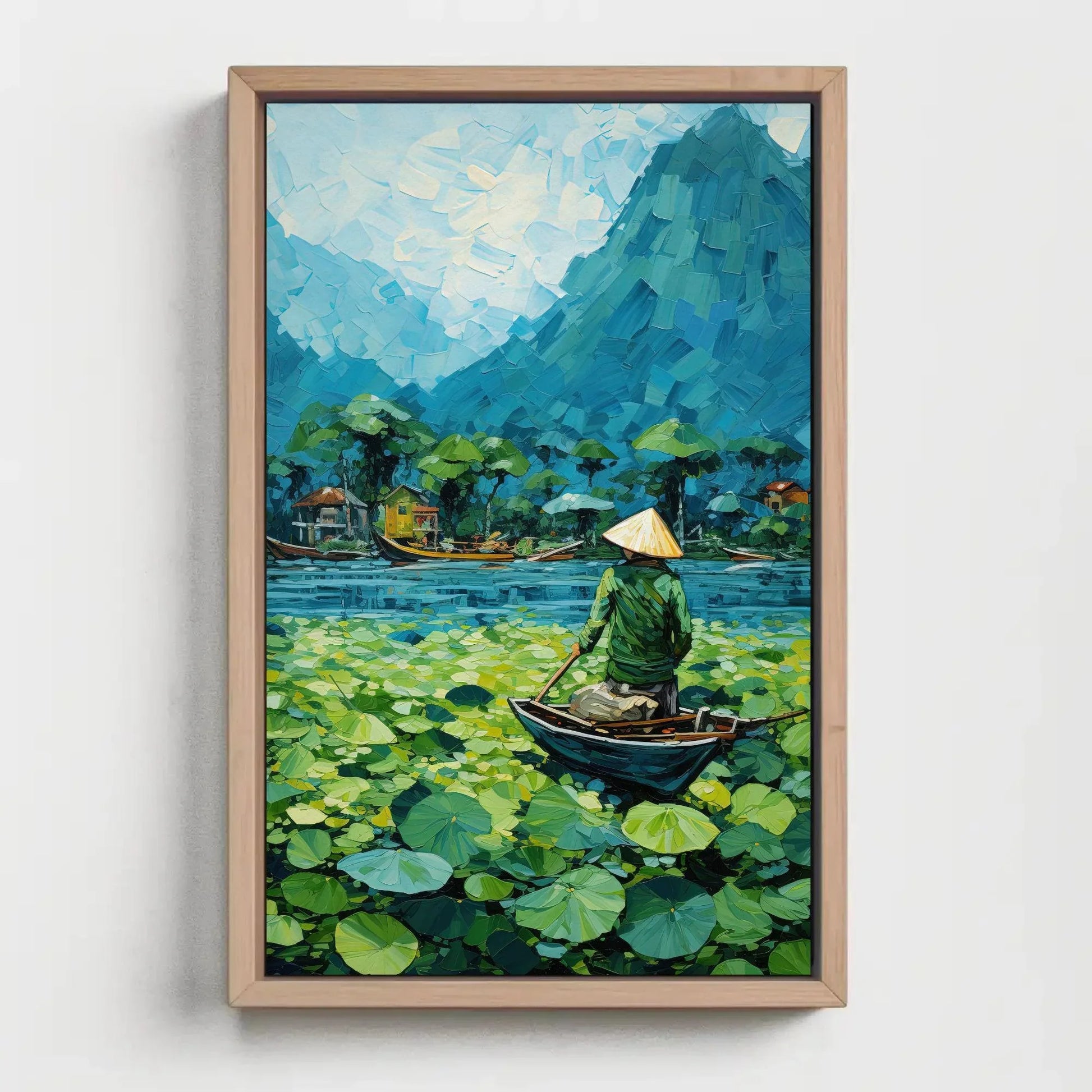 Vietnam River Mountain Landscape Vertical Art, Vietnamese Home Decor, Vietnam Wall Art, Vietnam Travel Print, Vietnam Boat Floating Print Wall Art – Canvas Print