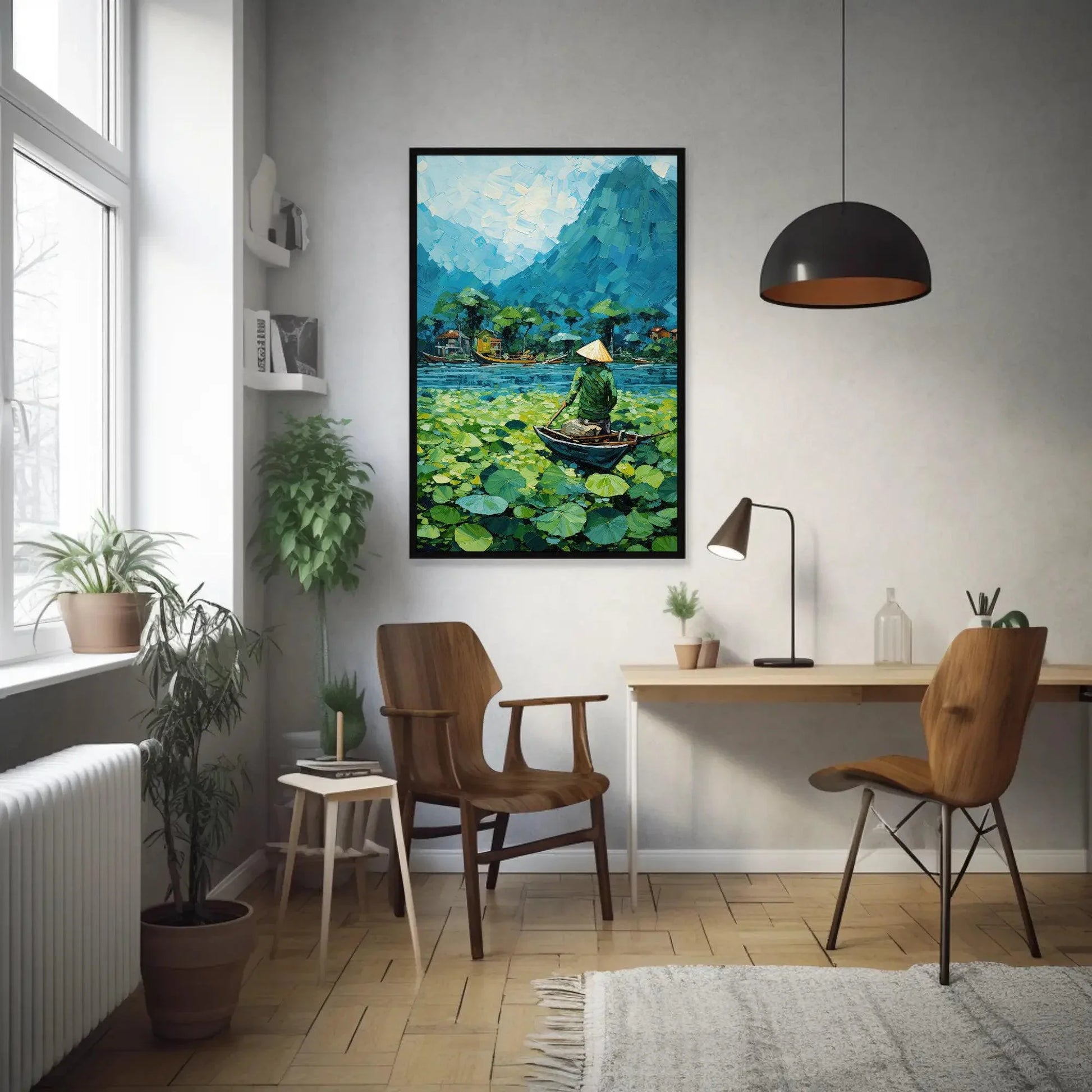 Vietnam River Mountain Landscape Vertical Art, Vietnamese Home Decor, Vietnam Wall Art, Vietnam Travel Print, Vietnam Boat Floating Print Wall Art – Canvas Print