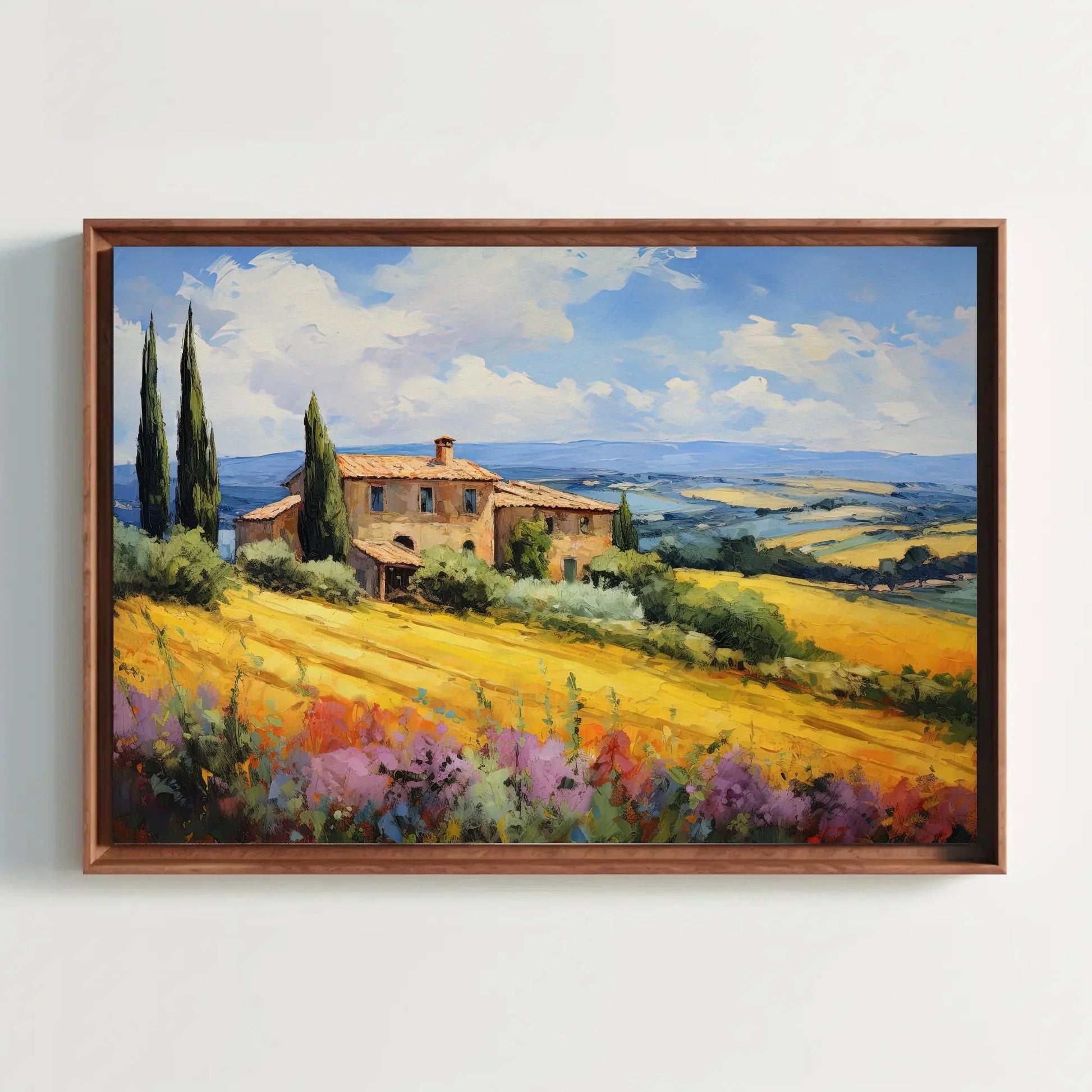 Tuscany Fields Canvas Art Print - Italian Landscape Wall Decor Tuscany Landscape Painting Print - Italian Wall Decor - Ready To Hang Wall Art – Canvas Print