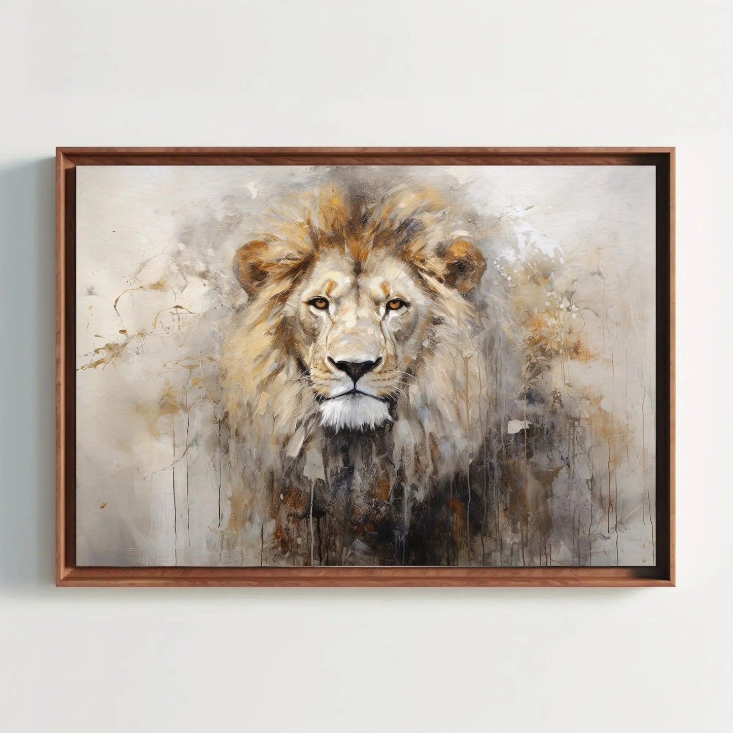 Lion Abstract Portrait Painting - Wall Art Canvas Print - Ready to Hang - Large Size - Wildlife Canvas Wall Art – Canvas Print