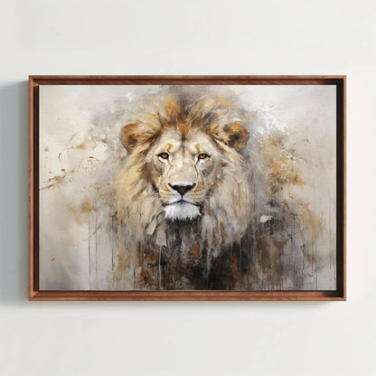 Lion Abstract Portrait Painting - Wall Art Canvas Print - Ready to Hang - Large Size - Wildlife Canvas Wall Art – Canvas Print