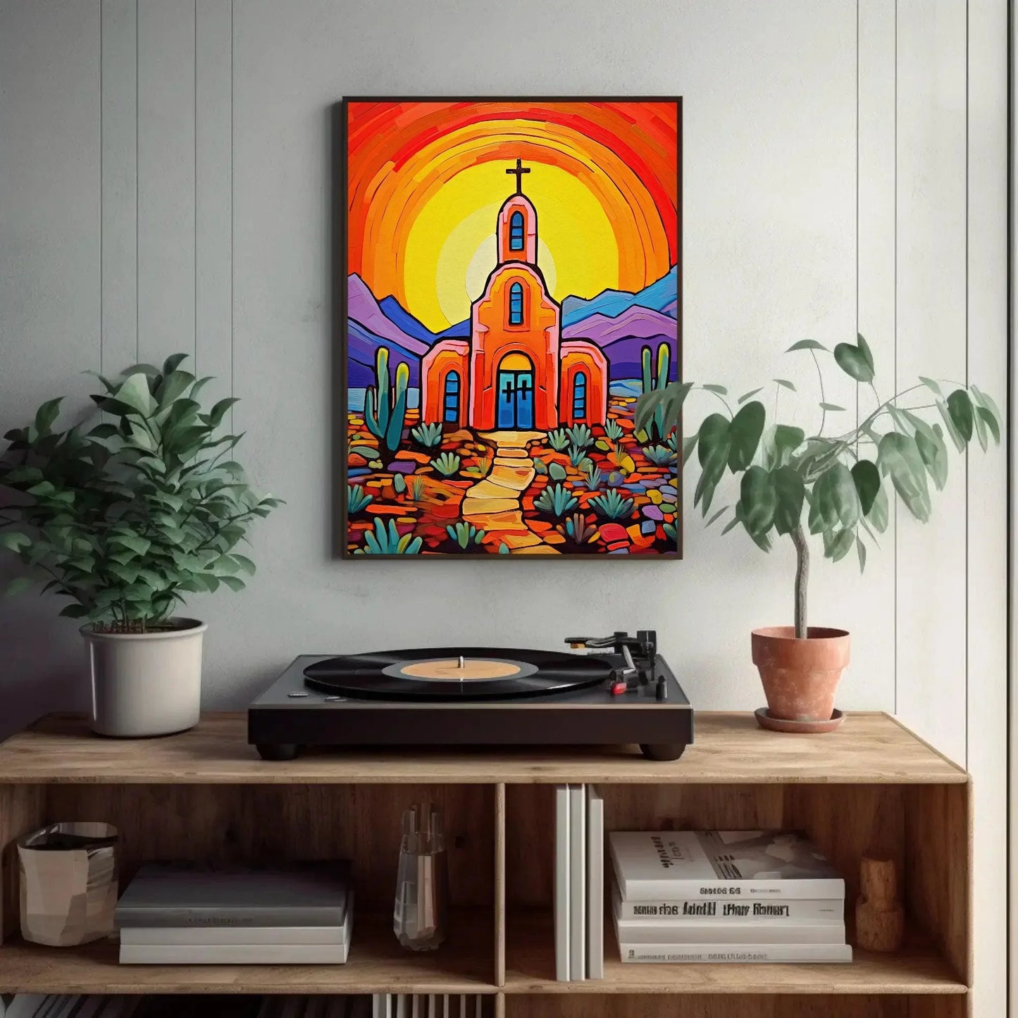 Mexican Church in Desert Wall Art, Mexico Print, Desert Wall Art, Mexican Art, Mexican Living Room Home Decor Framed Canvas Ready To Hang Wall Art – Canvas Print