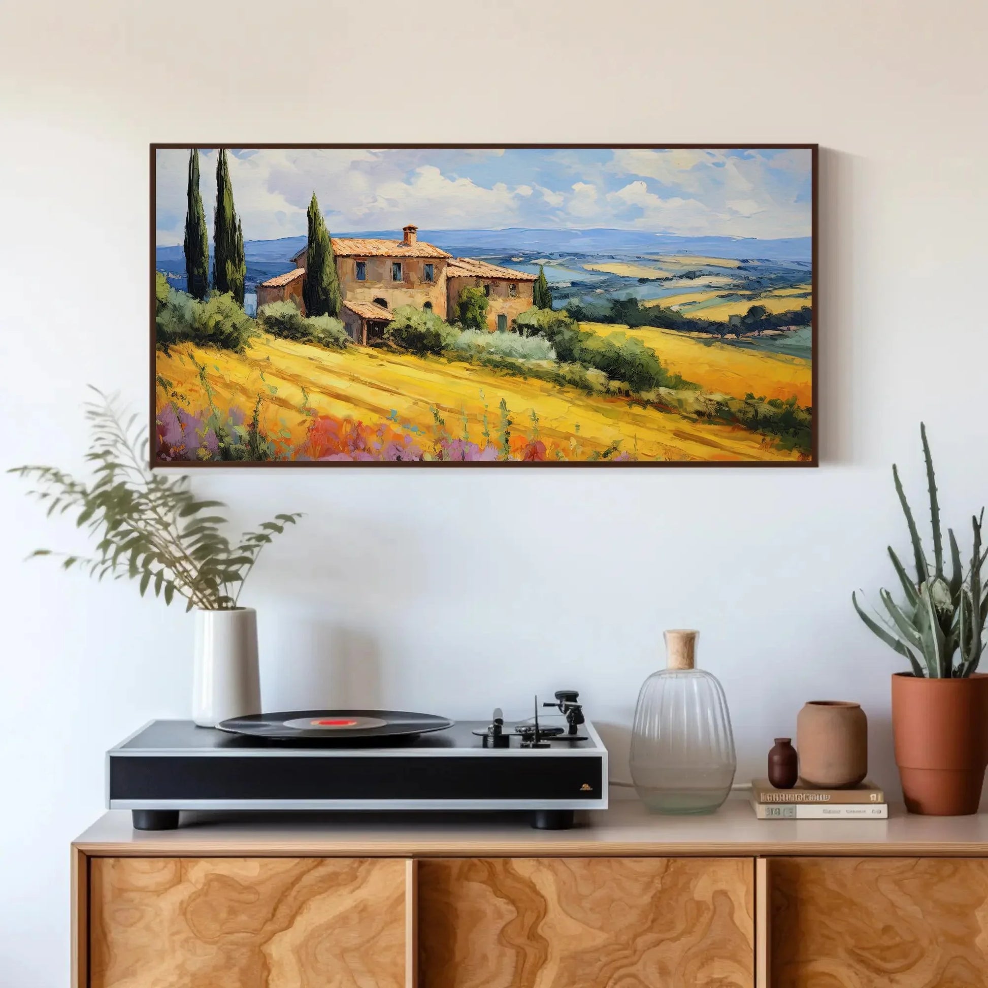 Tuscany Fields Canvas Art Print - Italian Landscape Wall Decor Tuscany Landscape Painting Print - Italian Wall Decor - Ready To Hang Wall Art – Canvas Print