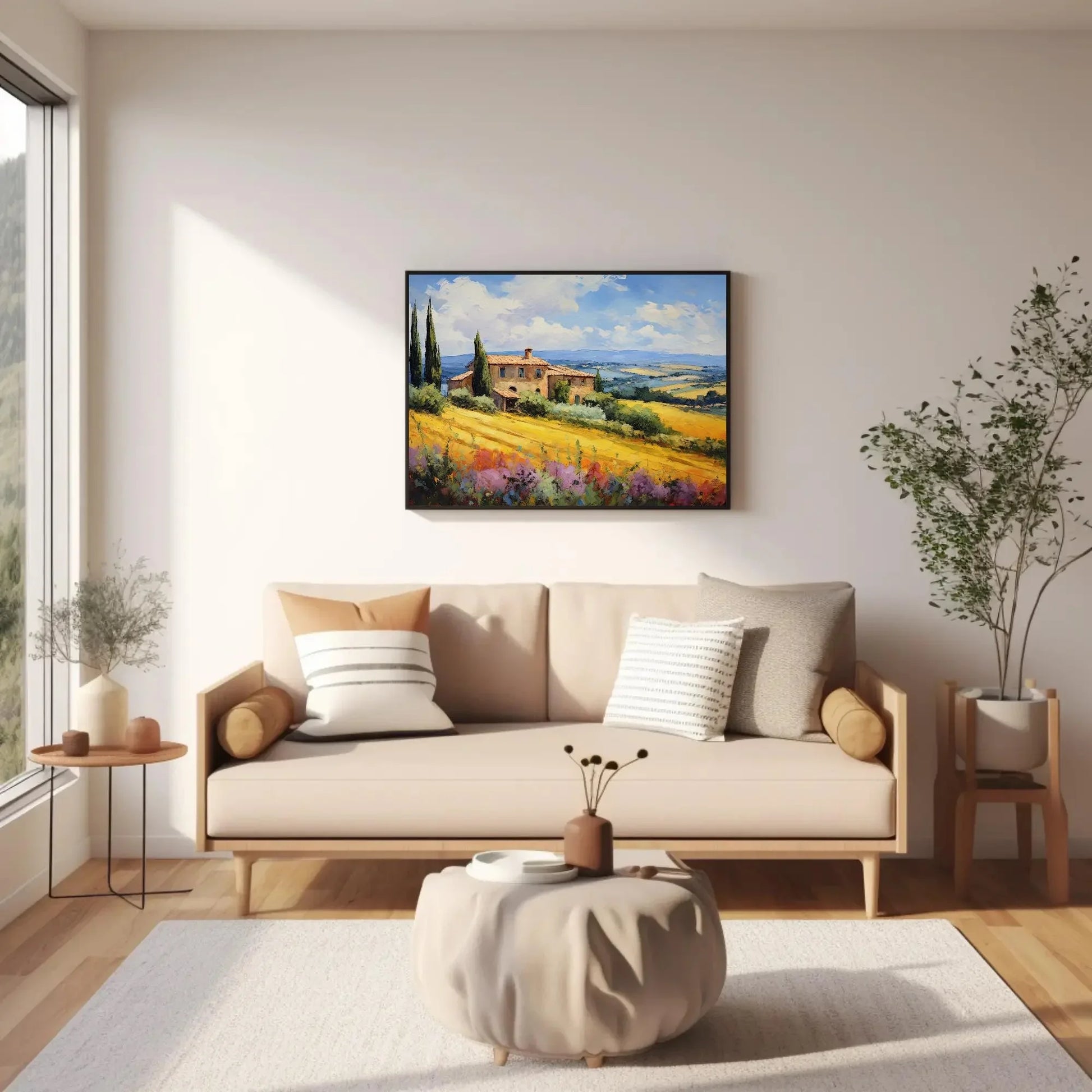 Tuscany Fields Canvas Art Print - Italian Landscape Wall Decor Tuscany Landscape Painting Print - Italian Wall Decor - Ready To Hang Wall Art – Canvas Print