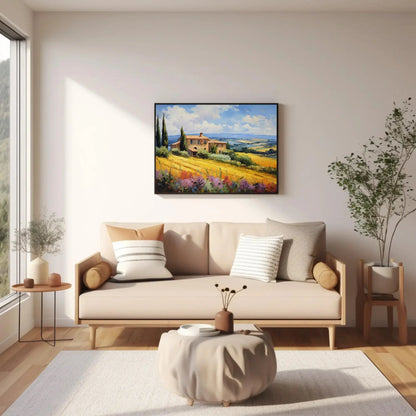 Tuscany Fields Canvas Art Print - Italian Landscape Wall Decor Tuscany Landscape Painting Print - Italian Wall Decor - Ready To Hang Wall Art – Canvas Print