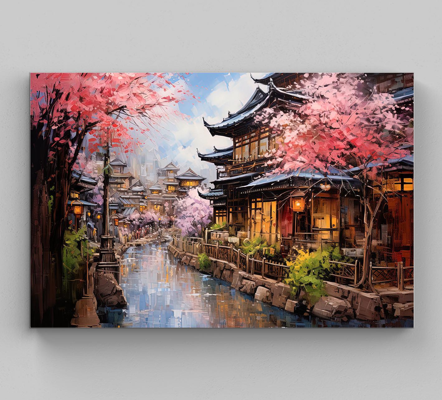 Kyoto Wall Art, Large Canvas Print, Kyoto Poster, Kyoto Painting, Kyoto city Print, Japan Travel Art, Japanese Gift, Japanese Painting Wall Art – Canvas Print