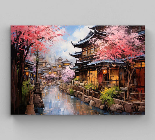 Kyoto Wall Art, Large Canvas Print, Kyoto Poster, Kyoto Painting, Kyoto city Print, Japan Travel Art, Japanese Gift, Japanese Painting Wall Art – Canvas Print