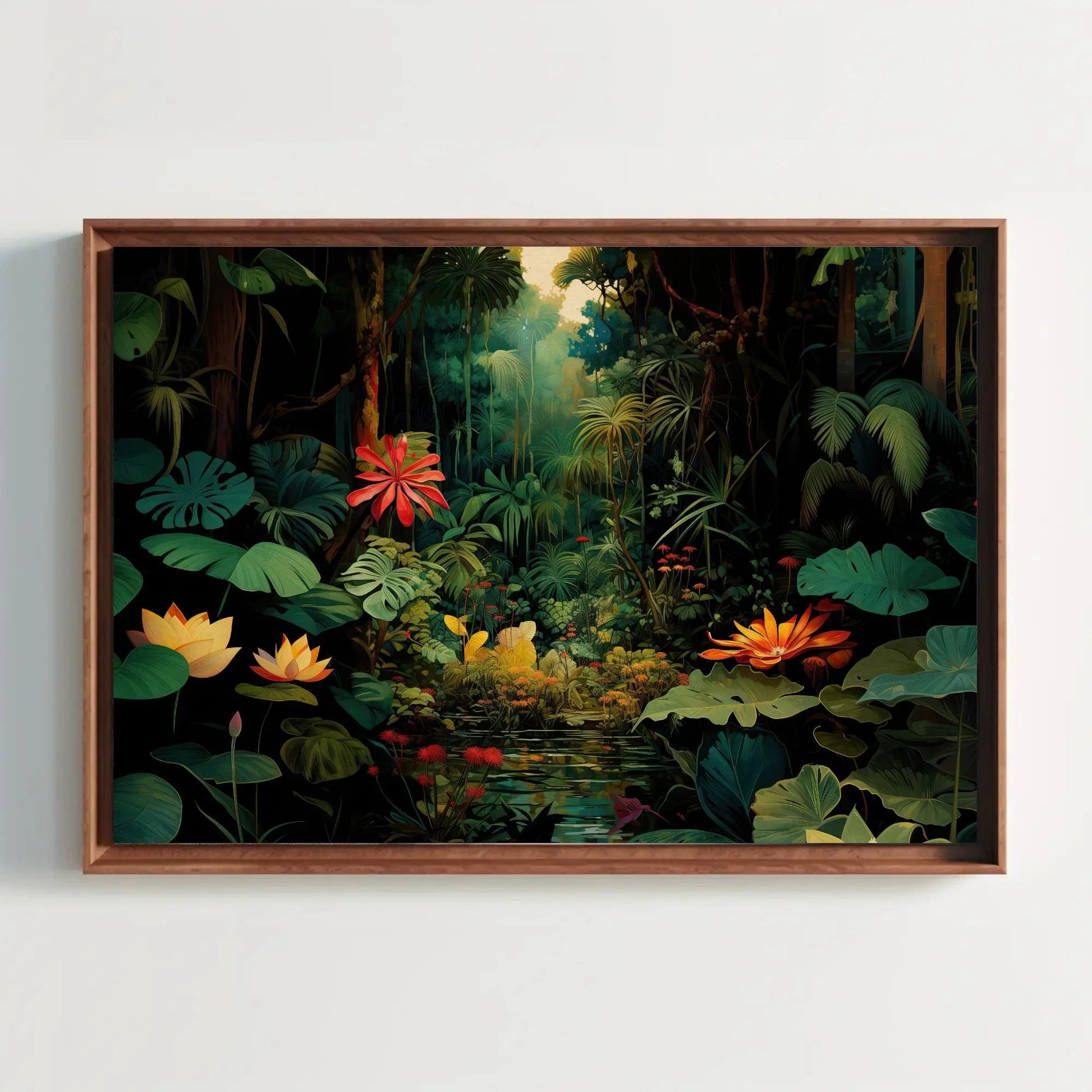 Tropical Jungle Print | Horizontal Framed Canvas | Green Forest Print | Nature Wall Art | Jungle Wall Decor | Ready To Hang Wall Art – Canvas Print