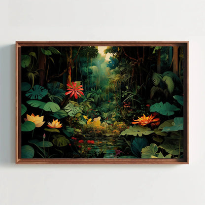 Tropical Jungle Print | Horizontal Framed Canvas | Green Forest Print | Nature Wall Art | Jungle Wall Decor | Ready To Hang Wall Art – Canvas Print