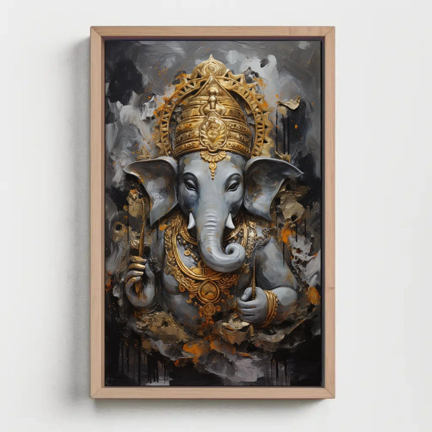 Ganesh ji Wall Art on Canvas, Hindu Wall Art, Ganesha Framed Print, Stretched Canvas, Ready To Hang, Indian God Decor Wall Art – Canvas Print