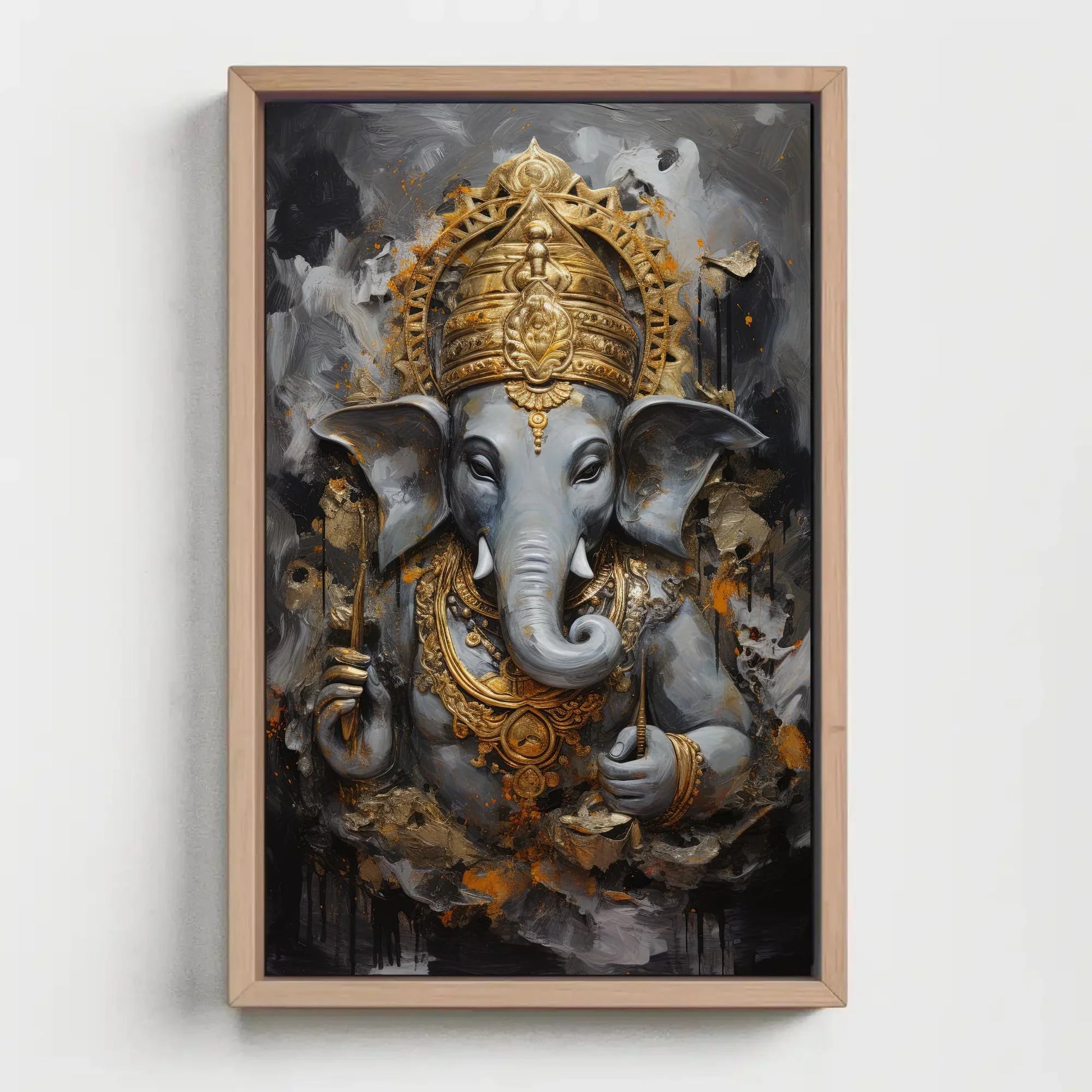 Ganesh ji Wall Art on Canvas, Hindu Wall Art, Ganesha Framed Print, Stretched Canvas, Ready To Hang, Indian God Decor Wall Art – Canvas Print