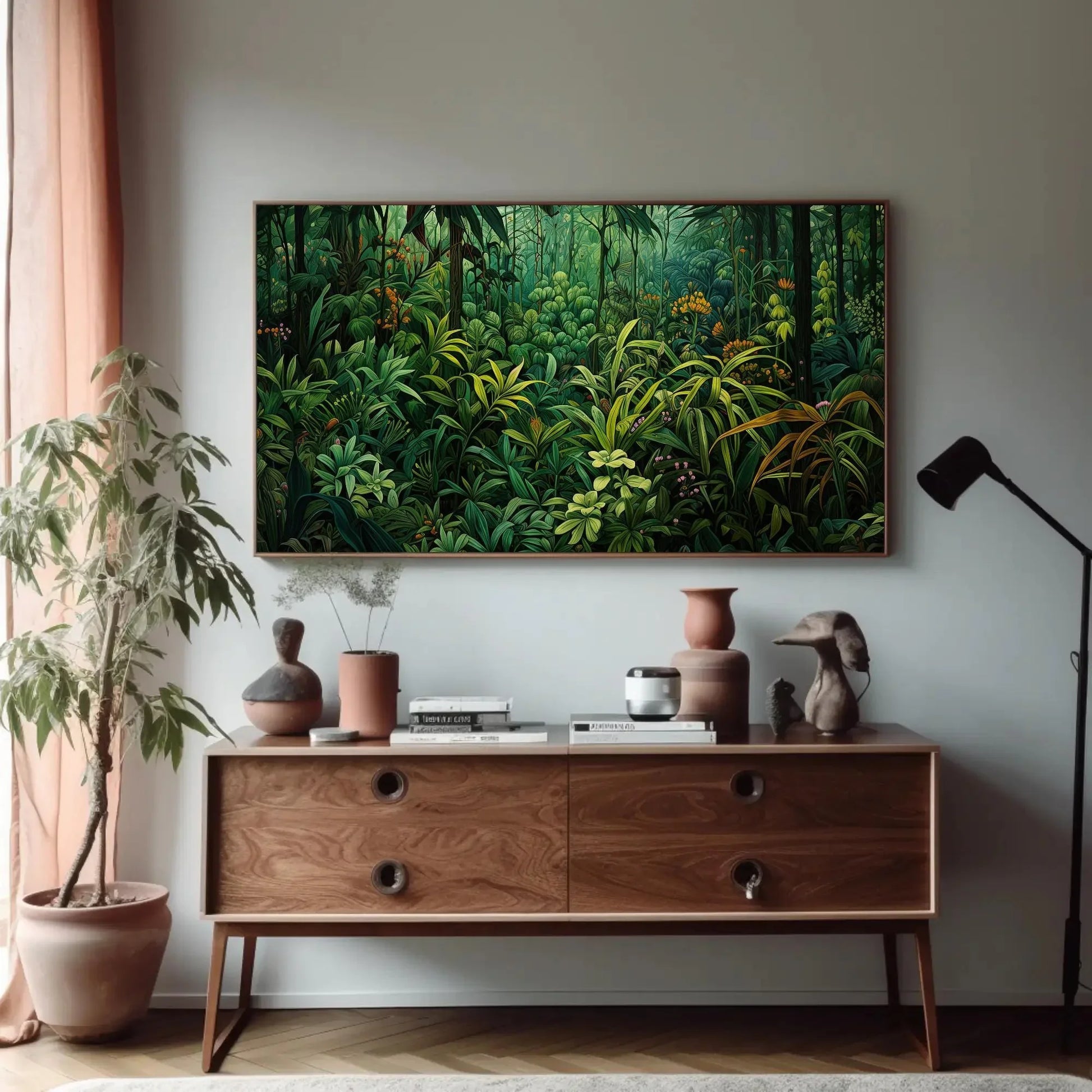Tropical Jungle Canvas Wall Art - Green Forest and Nature Inspired Wall Decor - Ready to Hang Landscape Print for Home Decor Wall Art – Canvas Print