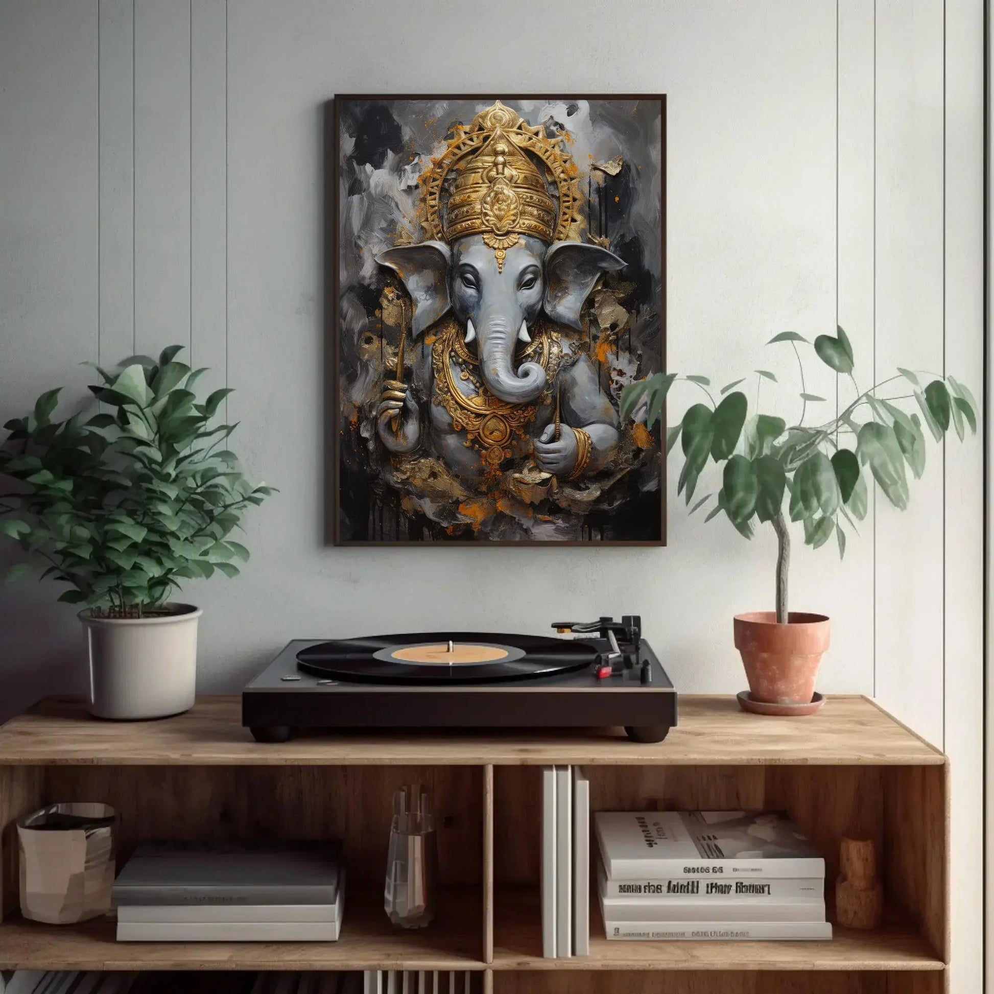 Ganesh ji Wall Art on Canvas, Hindu Wall Art, Ganesha Framed Print, Stretched Canvas, Ready To Hang, Indian God Decor Wall Art – Canvas Print
