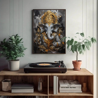 Ganesh ji Wall Art on Canvas, Hindu Wall Art, Ganesha Framed Print, Stretched Canvas, Ready To Hang, Indian God Decor Wall Art – Canvas Print