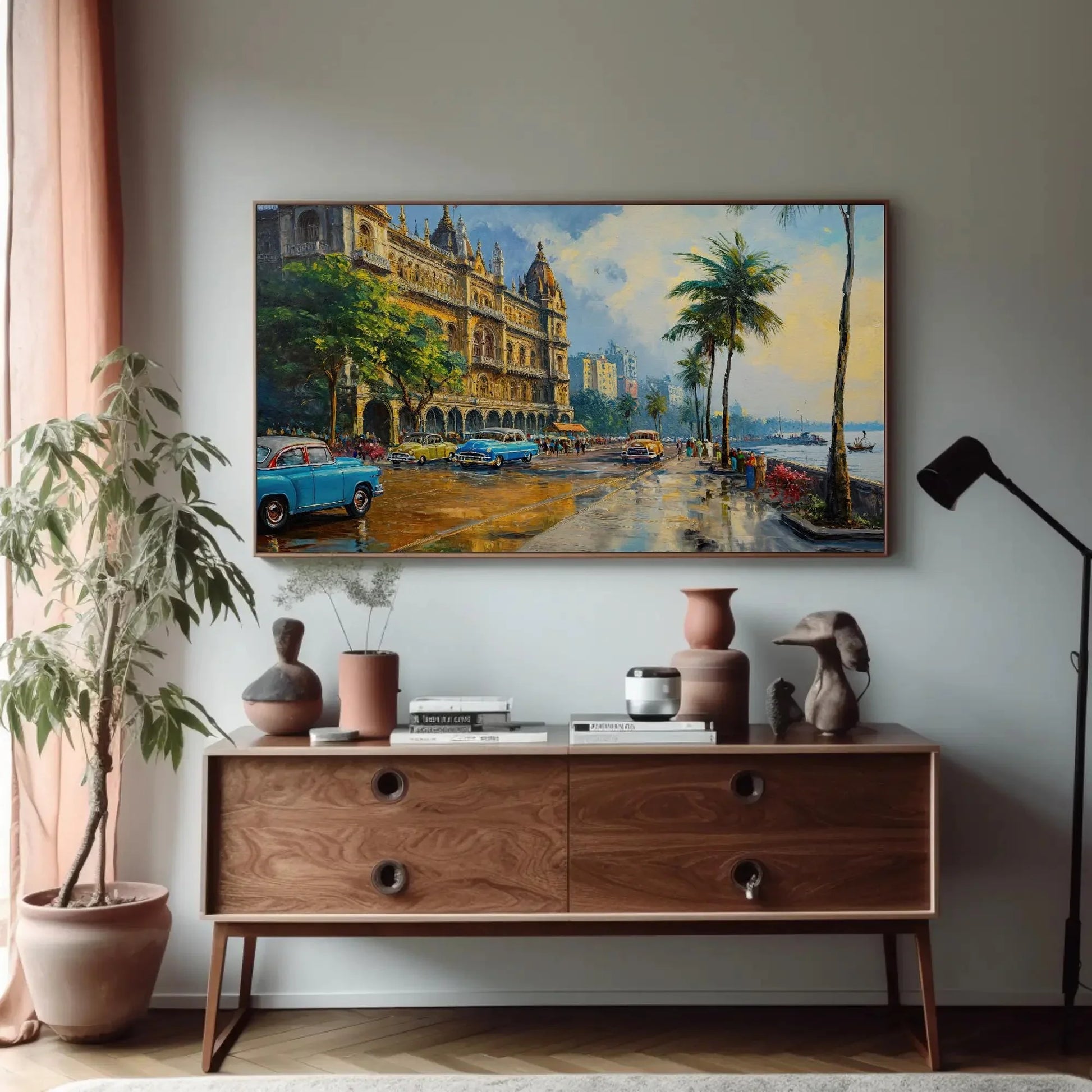 Mumbai Costal Canvas Print, Mumbai Painting, Indian Wall Decor, Bombay Painting, Over the bed decor, Ready To Hang Wall Art – Canvas Print