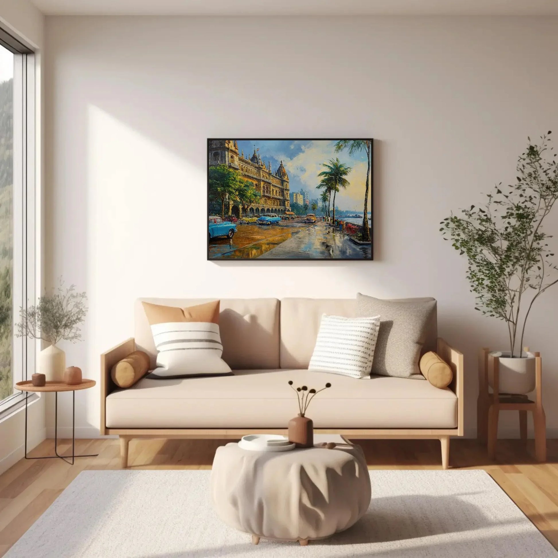Mumbai Costal Canvas Print, Mumbai Painting, Indian Wall Decor, Bombay Painting, Over the bed decor, Ready To Hang Wall Art – Canvas Print
