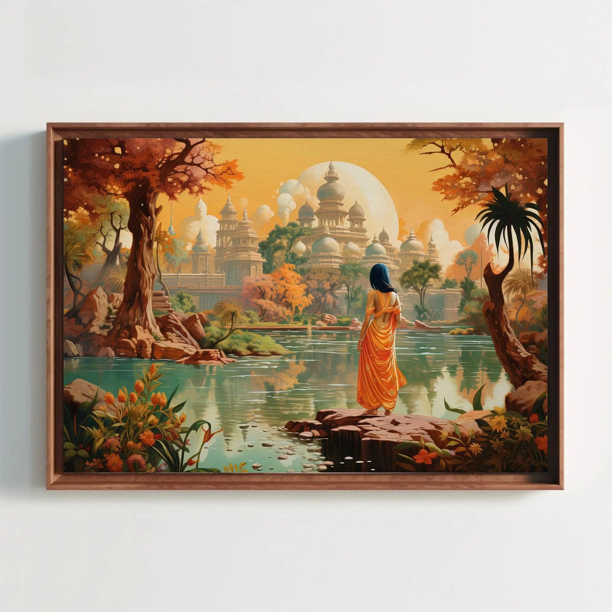 Beautiful Indian Fantasy City Modern Print | Extra-large Wall Art | Desi Art | South Asian Art I Indian Art | Canvas Print | Antarmada Art Wall Art – Canvas Print