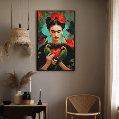 Frida Kahlo Heart Print - Large Canvas Frida Kahlo Painting - Mexican Wall Art - Ready To Hang - Mexico Art - Gift For Her Wall Art – Canvas Print