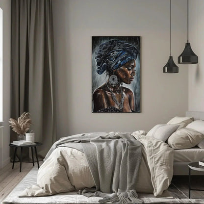 Exotic African Beauty in Rain Canvas Painting, Framed Print, Bohemian and African Decor, Ready to Hang, Living Room or Bedroom Decor Wall Art – Canvas Print
