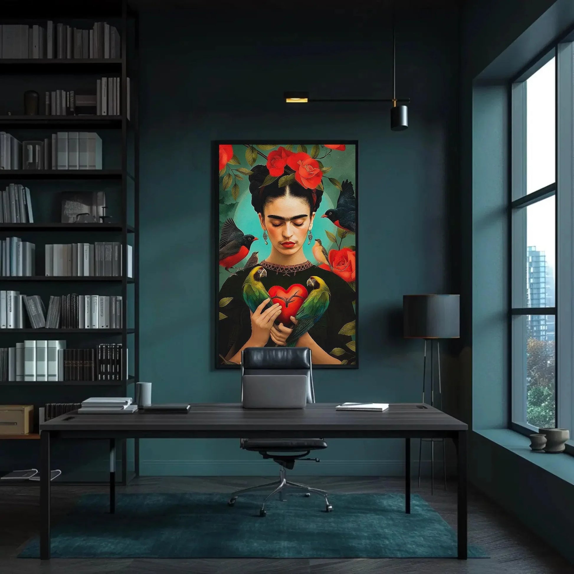 Frida Kahlo Heart Print - Large Canvas Frida Kahlo Painting - Mexican Wall Art - Ready To Hang - Mexico Art - Gift For Her Wall Art – Canvas Print