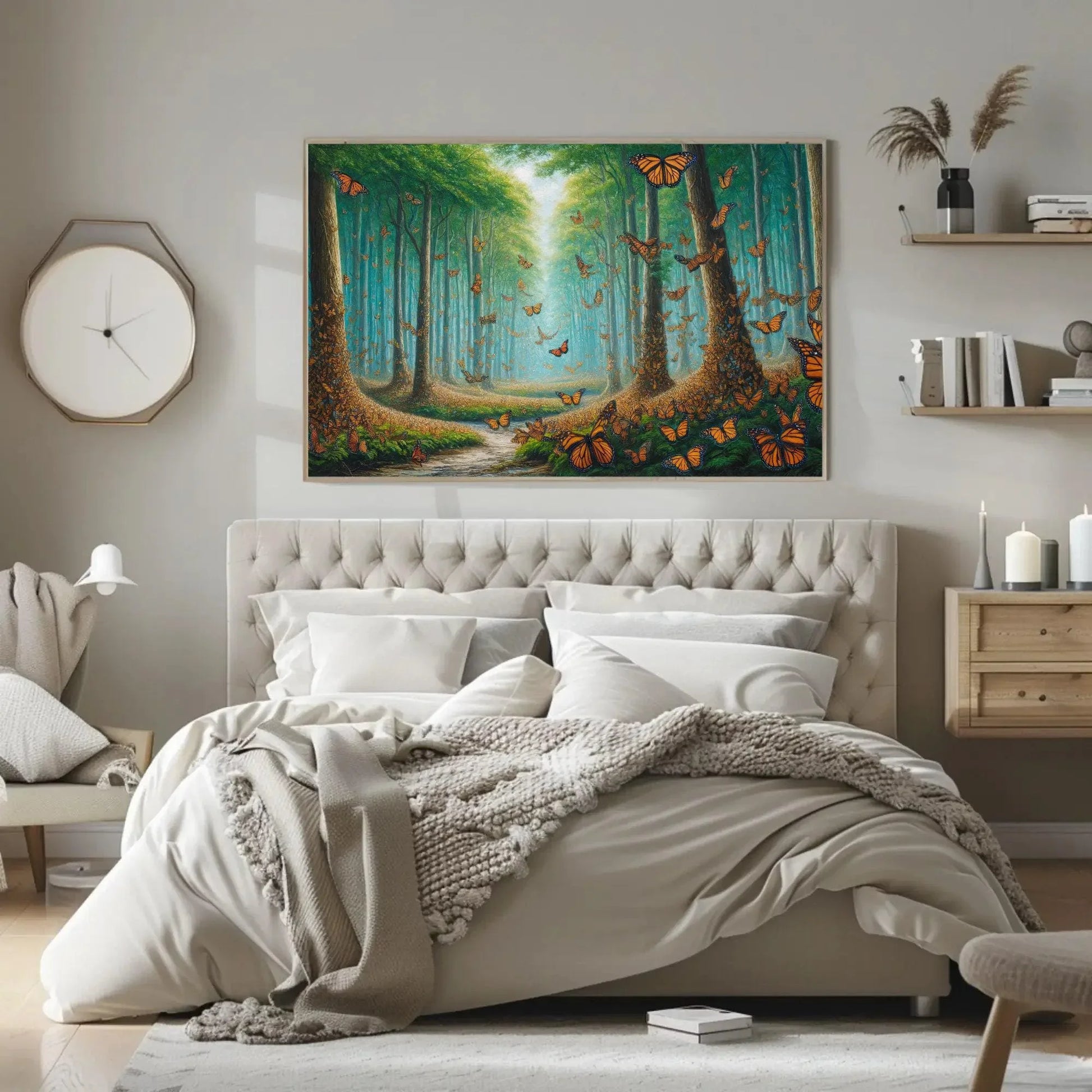 Monarch Butterfly Biosphere Reserve Canvas Painting, Mexico Framed Print, Mexican Nature Art, Ideal for Living Room, Bedroom, Office Decor Wall Art – Canvas Print