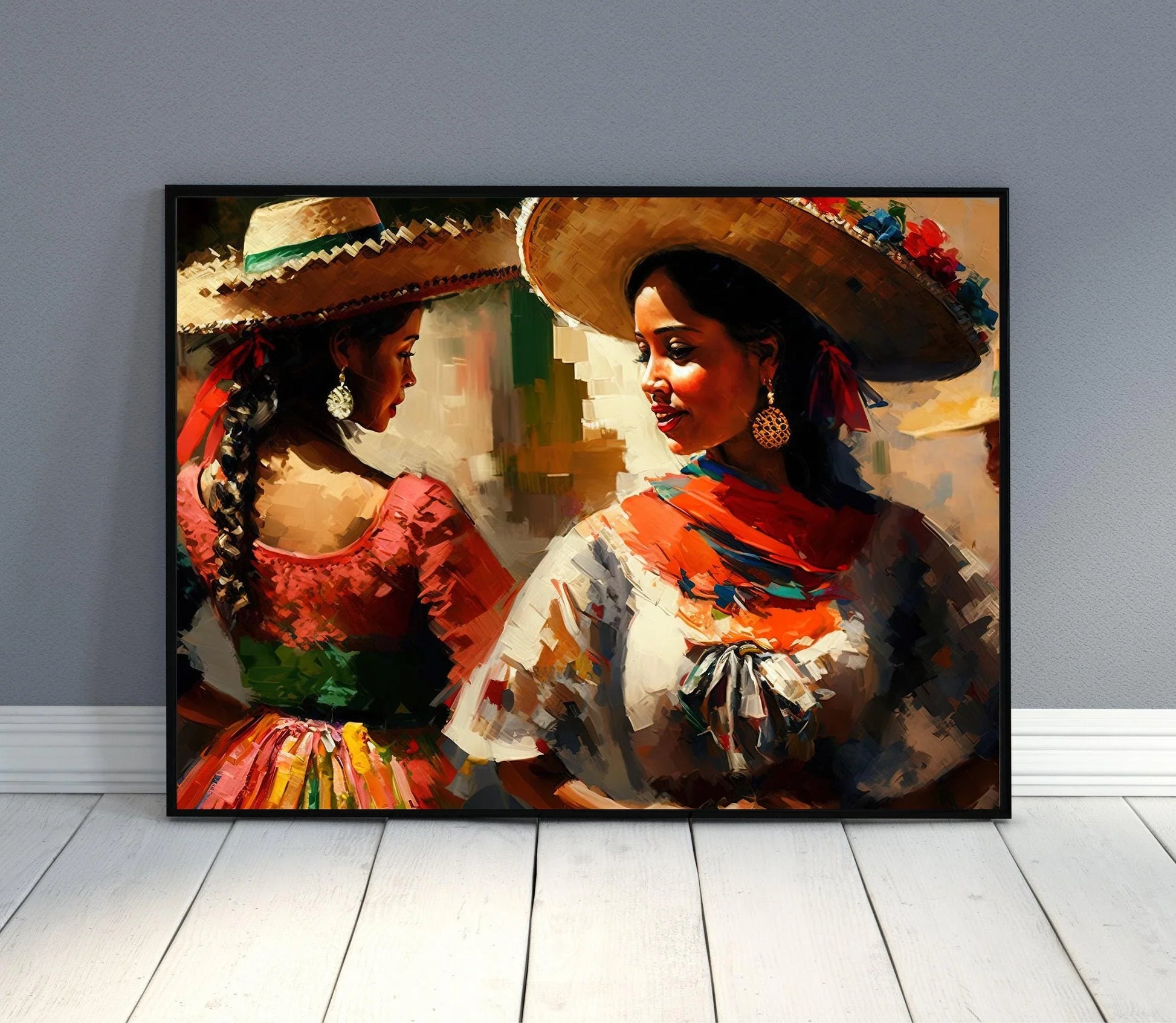 Mexican Woman Dancing at Festival - Original Painting - Mexican Art - Mexican Home Decor - Mexican Wall Art - Mexican Gift Wall Art – Canvas Print