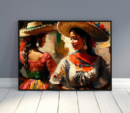 Mexican Woman Dancing at Festival - Original Painting - Mexican Art - Mexican Home Decor - Mexican Wall Art - Mexican Gift Wall Art – Canvas Print