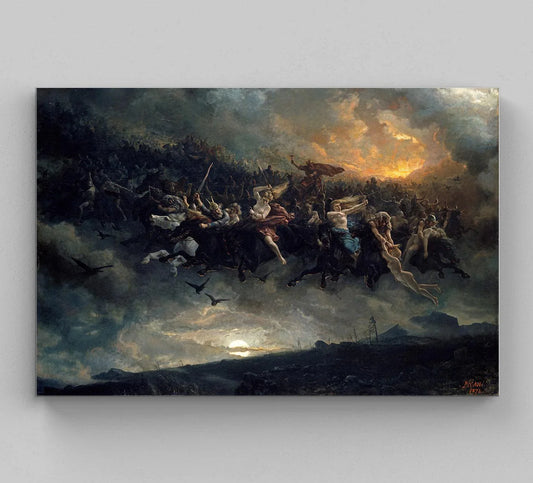 High Quality Print The Wild Hunt Of Odin, Western Wall Decor, The Wild Hunt Of Odin Large Canvas Decor, Norse Mythology Art, Ready To Hang Wall Art – Canvas Print