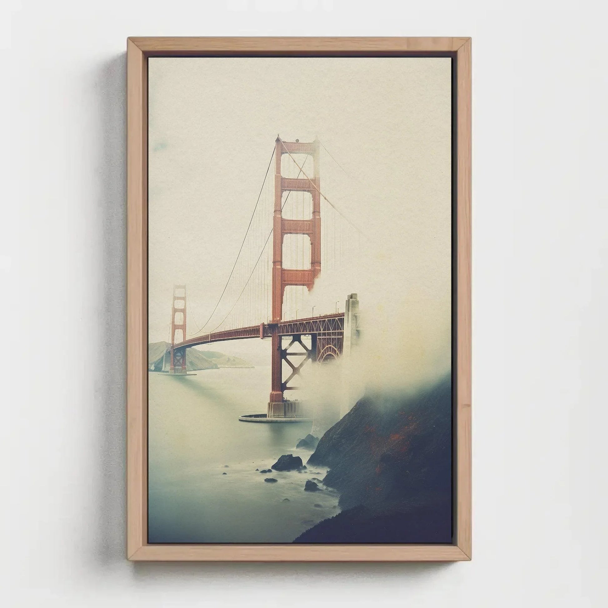 Golden Gate Vintage Large Canvas Print, Bridge Photography, San Francisco Bridge, Golden Gate Vertical Art, Ready To Hang Wall Art – Canvas Print