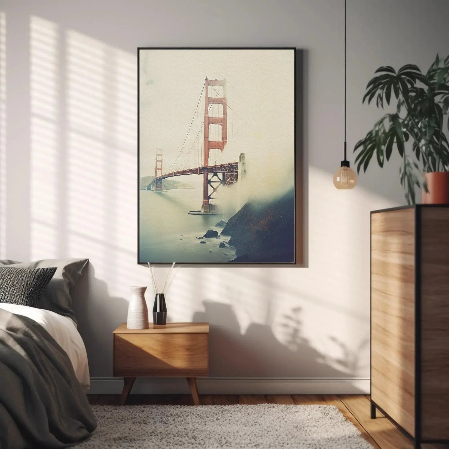 Golden Gate Vintage Large Canvas Print, Bridge Photography, San Francisco Bridge, Golden Gate Vertical Art, Ready To Hang Wall Art – Canvas Print