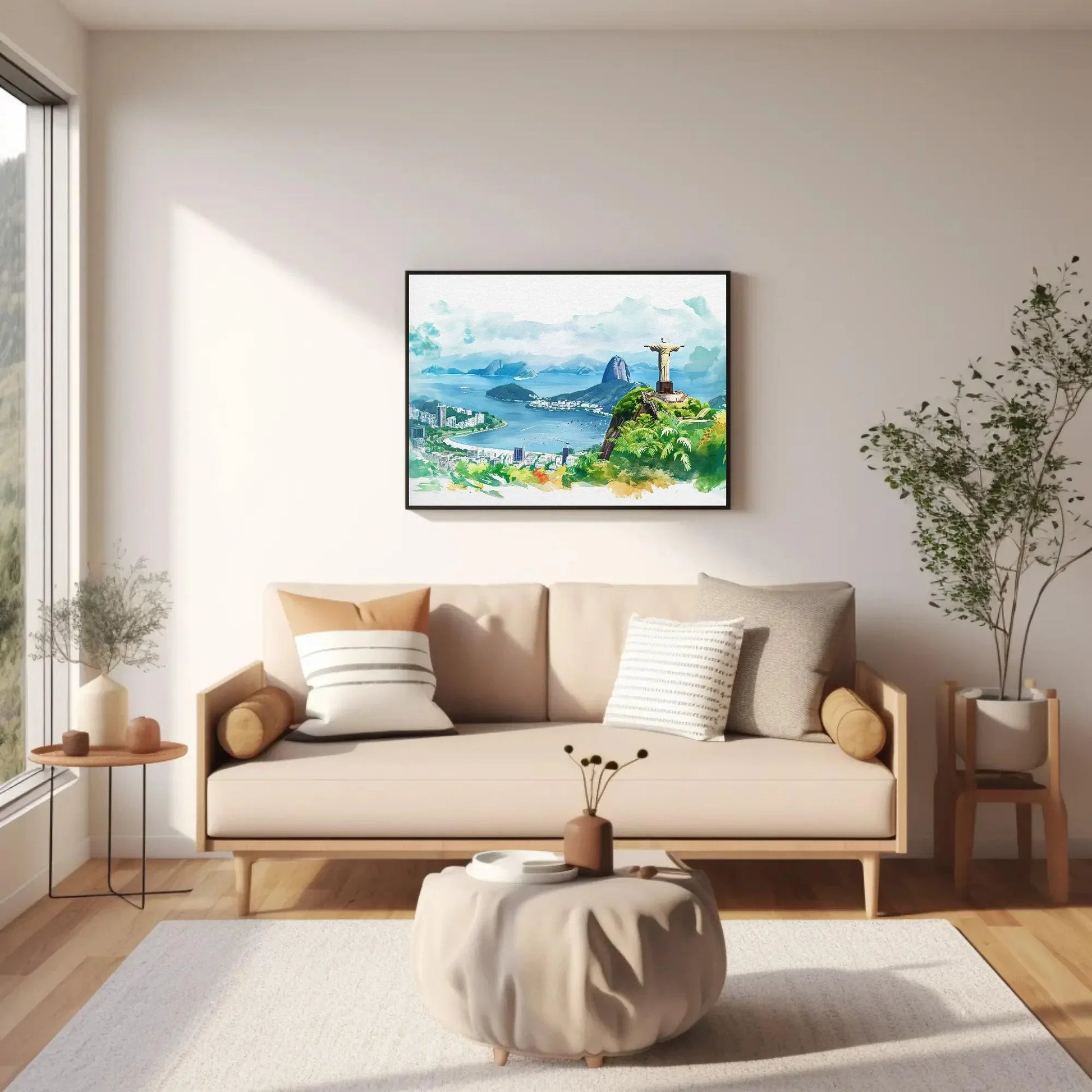 Rio de Janeiro Watercolor Print, Christ the Redeemer Large Canvas Print, Brazilian Home Decor, Brazil Art, Framed Poster Ready To Hang Wall Art – Canvas Print