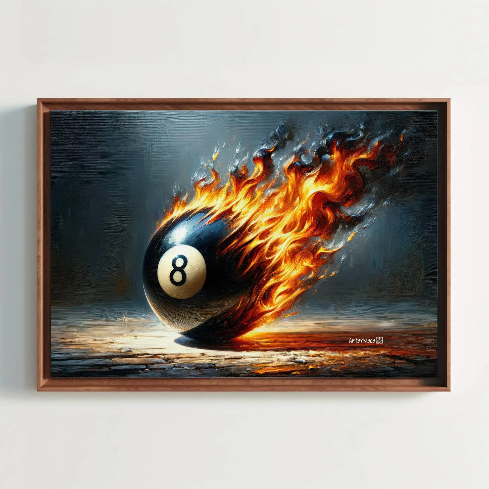 Pool Game Room Decor, Meteor 8 Ball Canvas Painting, Man Cave Decor, Game room Wall Art, Framed Print, Ready To Hang Wall Art – Canvas Print