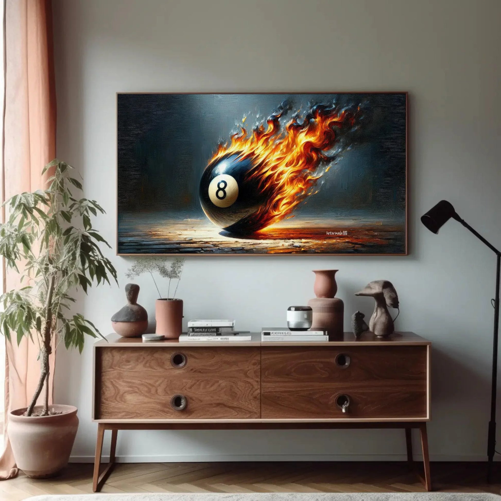 Pool Game Room Decor, Meteor 8 Ball Canvas Painting, Man Cave Decor, Game room Wall Art, Framed Print, Ready To Hang Wall Art – Canvas Print