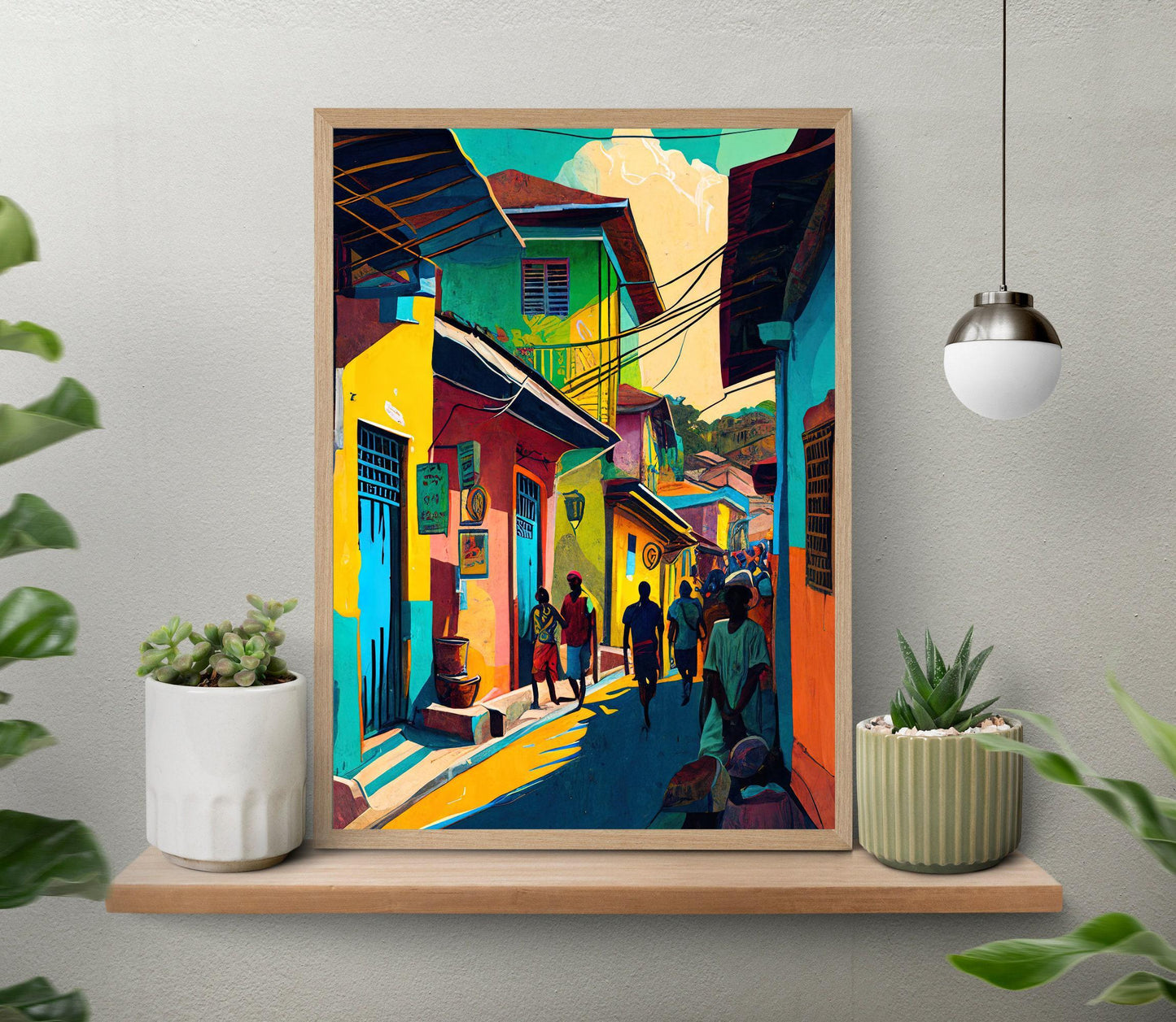 Street of Haiti Painting, Haitian Art, Haitian Oil Painting, Haitian Art Prints, Haitian Home Decor, Haitian Print, Wall Art Wall Art – Canvas Print