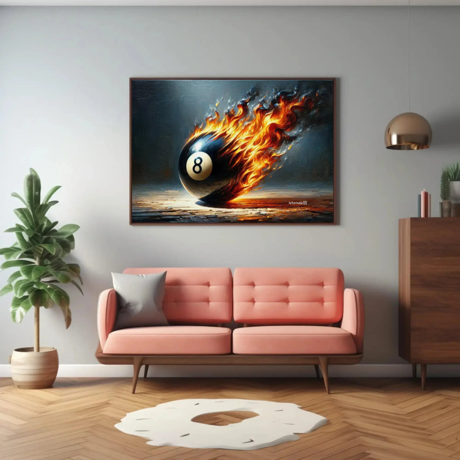 Pool Game Room Decor, Meteor 8 Ball Canvas Painting, Man Cave Decor, Game room Wall Art, Framed Print, Ready To Hang Wall Art – Canvas Print