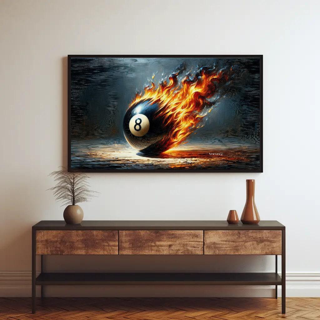 Pool Game Room Decor, Meteor 8 Ball Canvas Painting, Man Cave Decor, Game room Wall Art, Framed Print, Ready To Hang Wall Art – Canvas Print