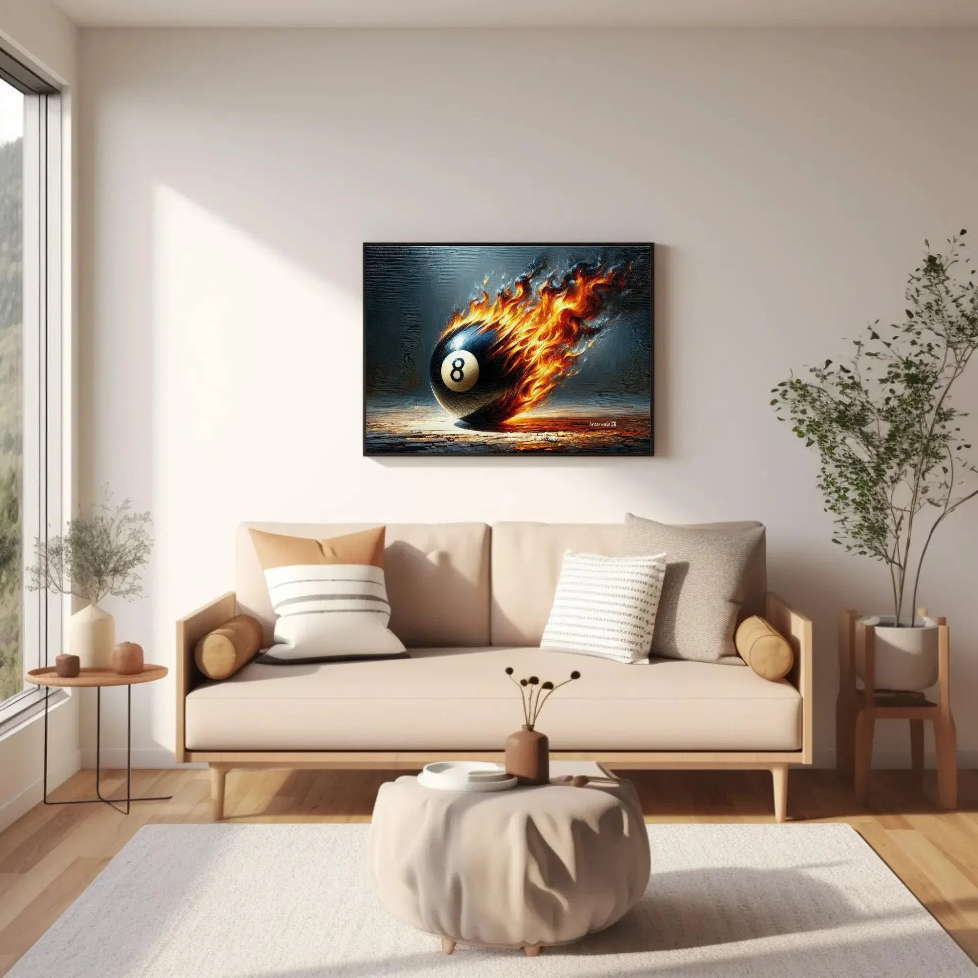 Pool Game Room Decor, Meteor 8 Ball Canvas Painting, Man Cave Decor, Game room Wall Art, Framed Print, Ready To Hang Wall Art – Canvas Print
