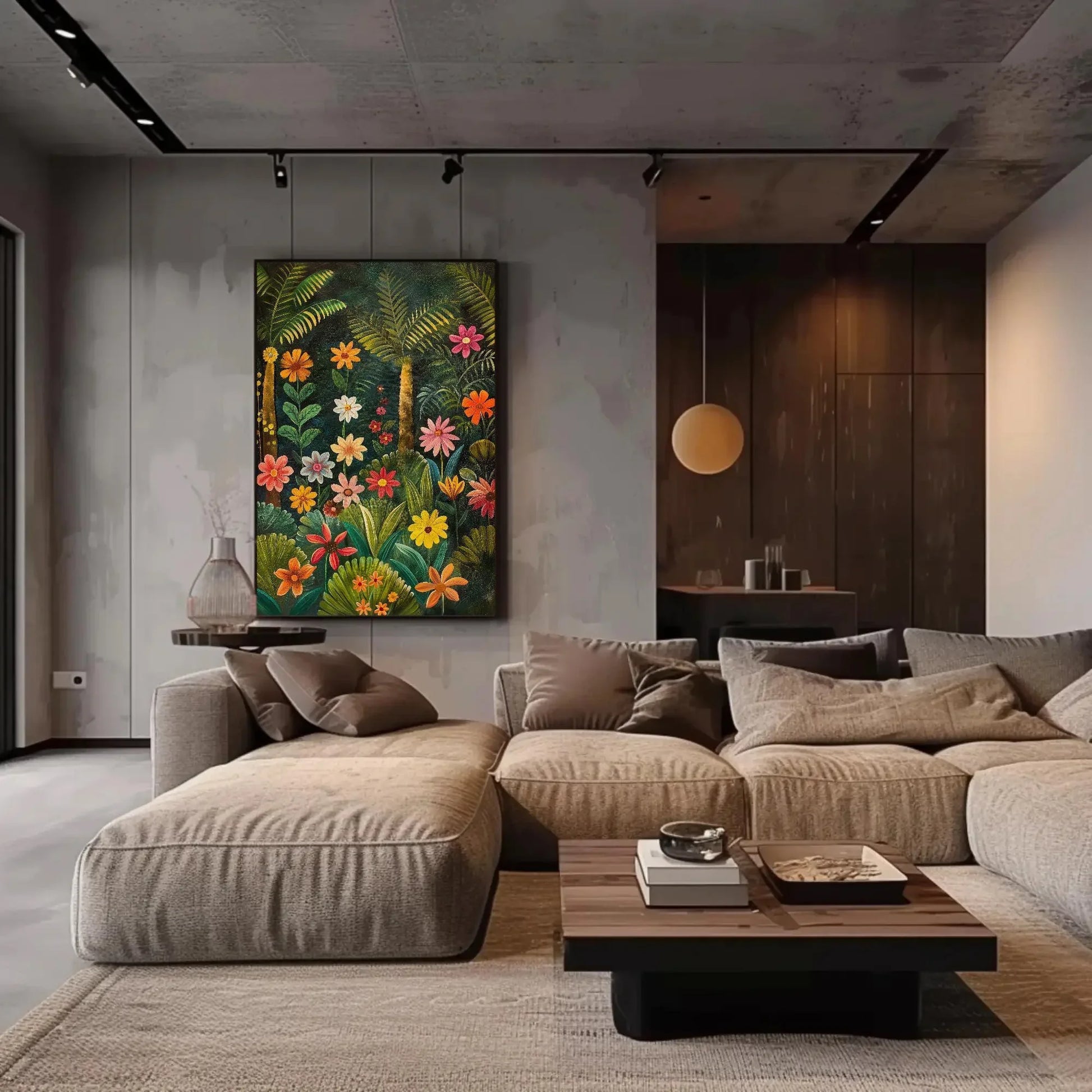 Stunning Tropical Forest with Vibrant Flowers Canvas Print, Framed Wall Art, Nature Inspired Home Decor, Large Ready to Hang Artwork Wall Art – Canvas Print