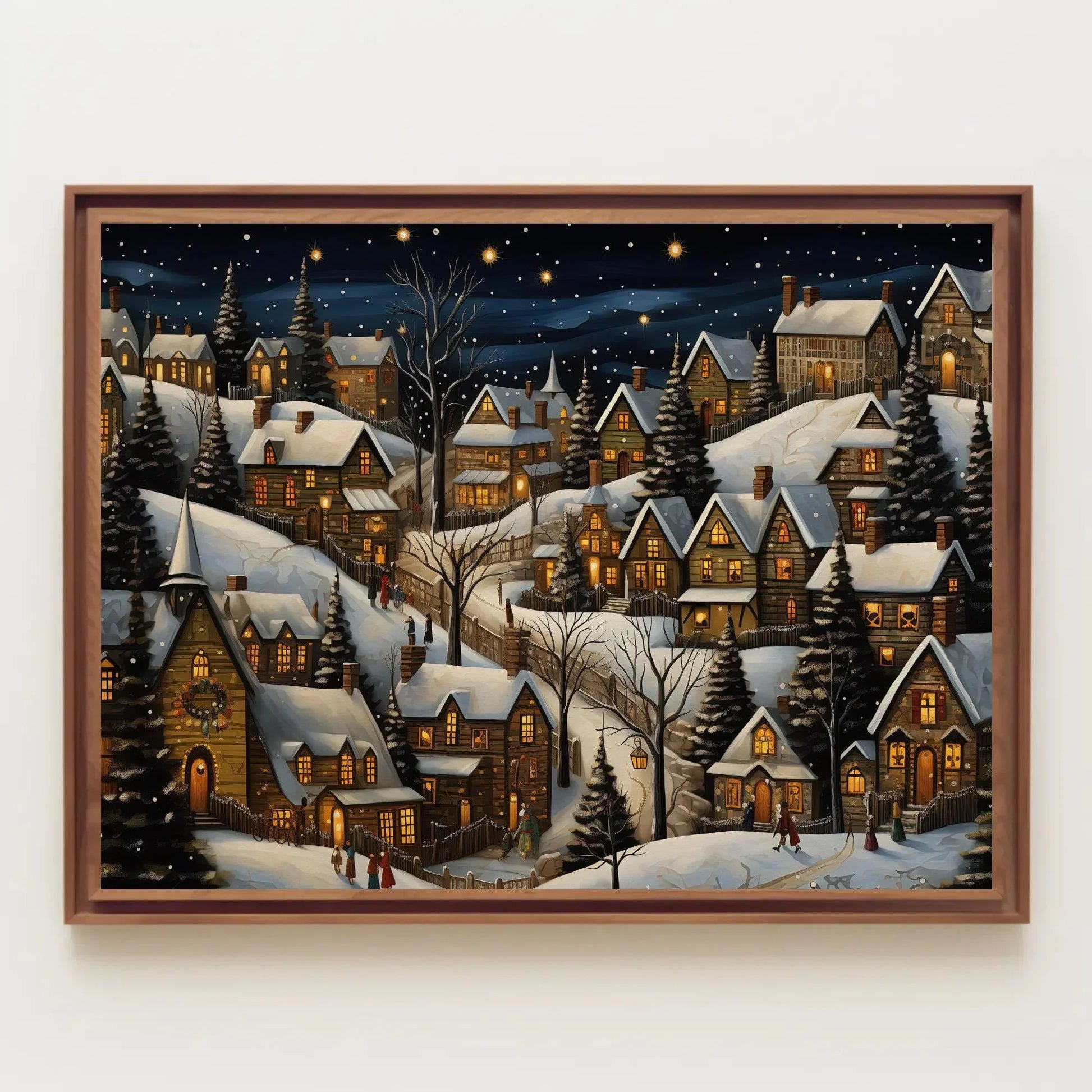 Christmas Town Canvas Print - Christmas Winter Wall Art - Christmas Eve Over the Mantel Decor - Christmas Gift Wall Art – Canvas Print