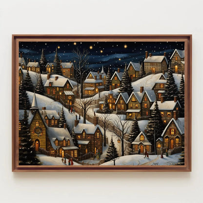 Christmas Town Canvas Print - Christmas Winter Wall Art - Christmas Eve Over the Mantel Decor - Christmas Gift Wall Art – Canvas Print
