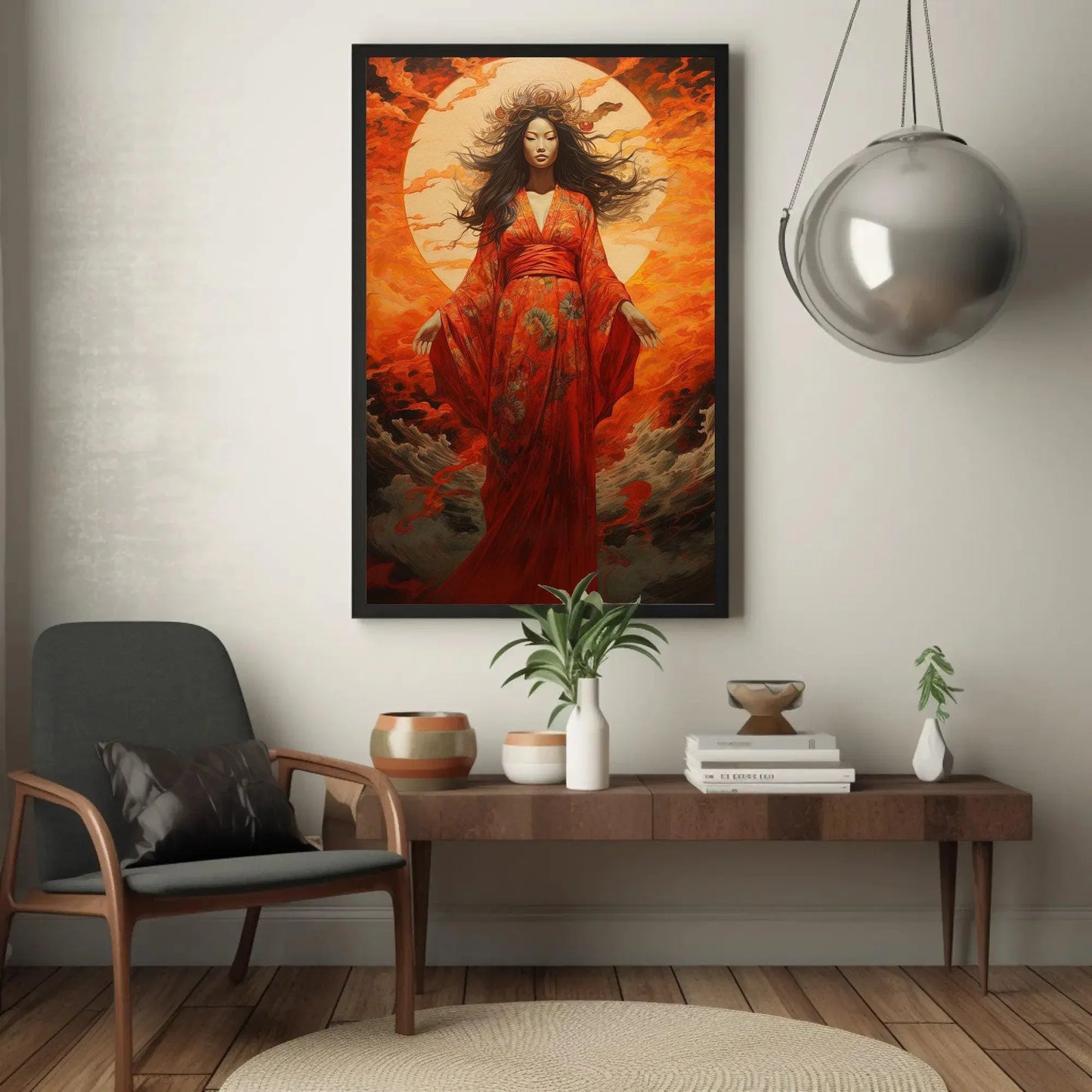 Amaterasu Art Print - Canvas Art - Japanese Sun Goddess - Japanese Deity Artwork - Large Vertical Art Wall Art – Canvas Print