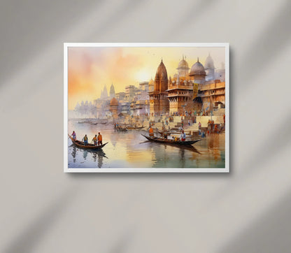 India Watercolor Painting, Modern Indian Wall Art Decor, Colorful Art Print, Indian Landscape Art, India Decor, Home Decor, Canvas Wall Art Wall Art – Canvas Print