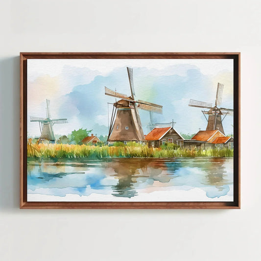 Dutch Wall Art, Windmills of the Dutch countryside, Netherlands Canvas Print, Framed Poster, Landscape Wall Art, Ready To Hang Wall Art – Canvas Print