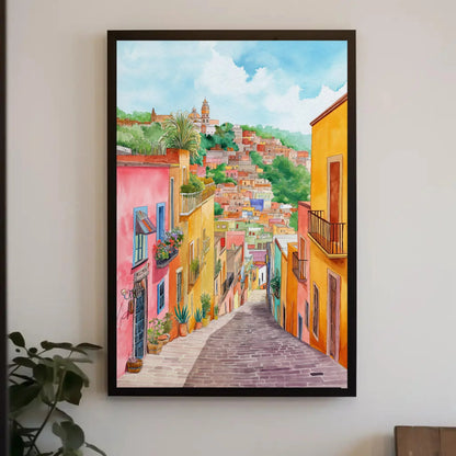 Guanajuato Watercolor Poster and Canvas Print Mexico Travel Art Mexican Wall Art Mexican Street Art Ready To Hang Wall Art – Canvas Print