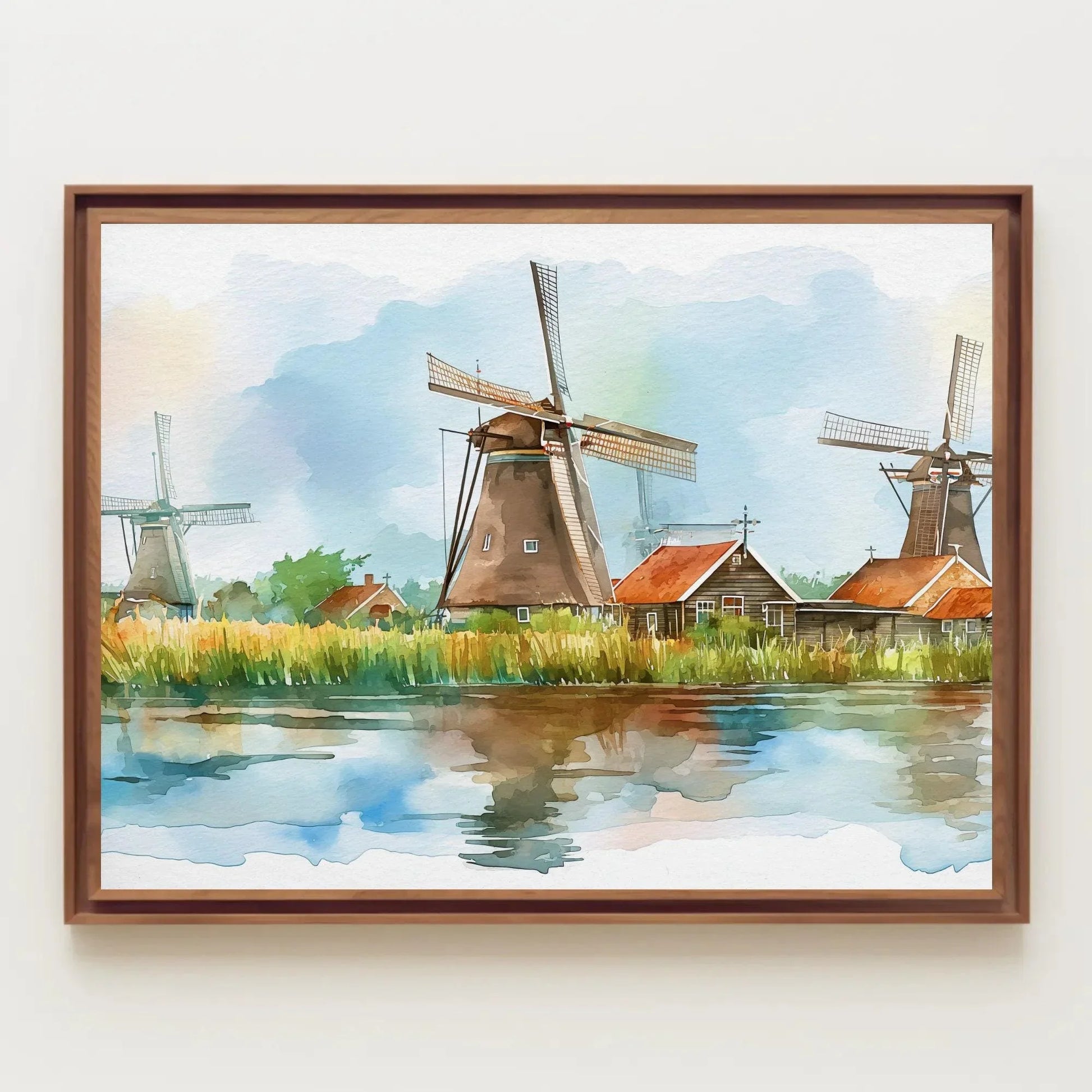 Dutch Wall Art, Windmills of the Dutch countryside, Netherlands Canvas Print, Framed Poster, Landscape Wall Art, Ready To Hang Wall Art – Canvas Print