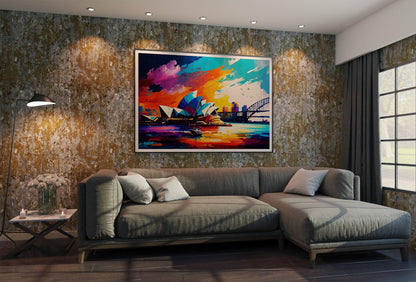 Sydney Print, Sydney Skyline, Oil Painting Canvas Wall Art, Sydney travel print, Sydney painting, Opera House Poster, Sydney Wall Art Wall Art – Canvas Print