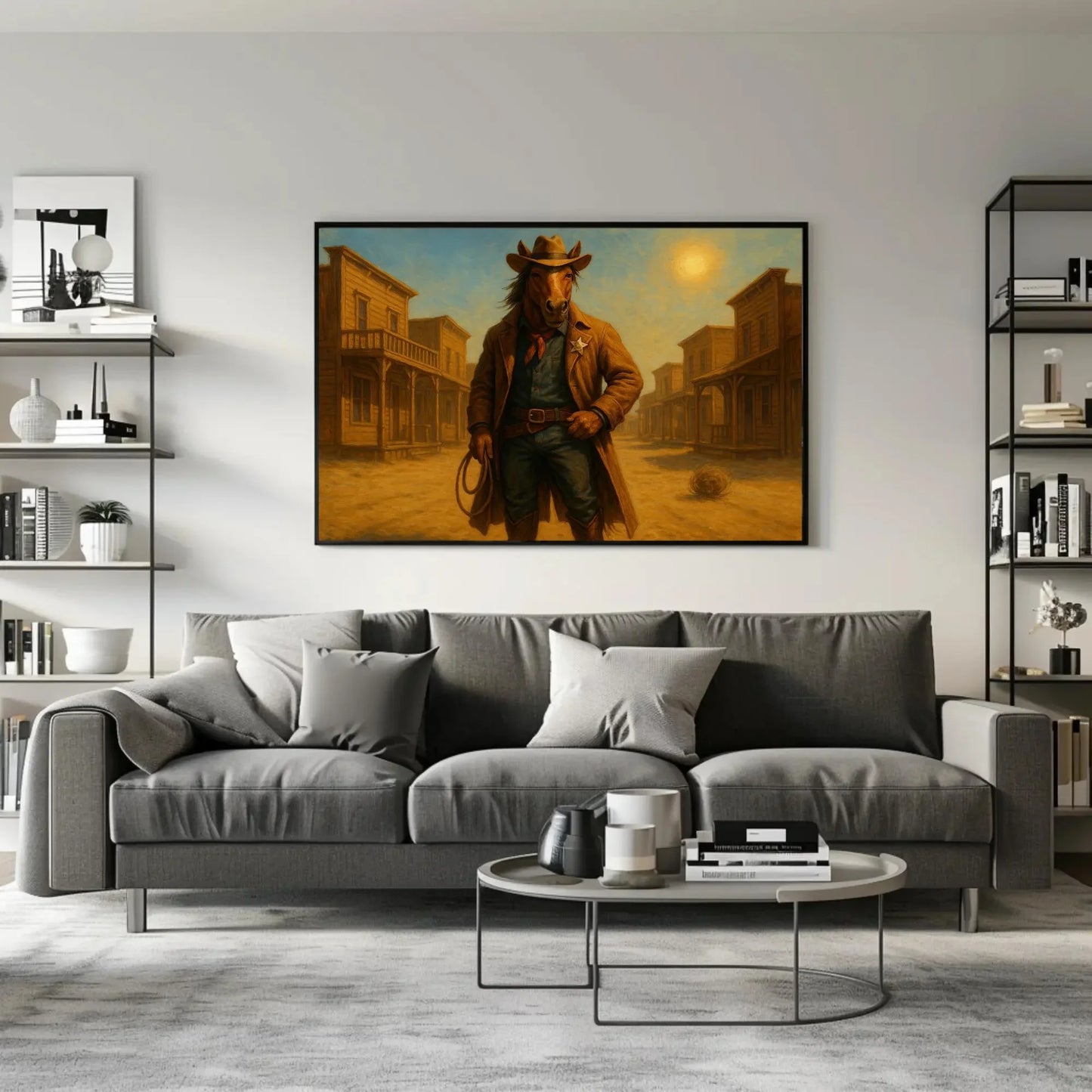 Horse Cowboy Western Canvas Print | Rustic Wild West Wall Art Decor | Farmhouse Ranch Animal Art | Unique Country Giclée Wall Art – Canvas Print