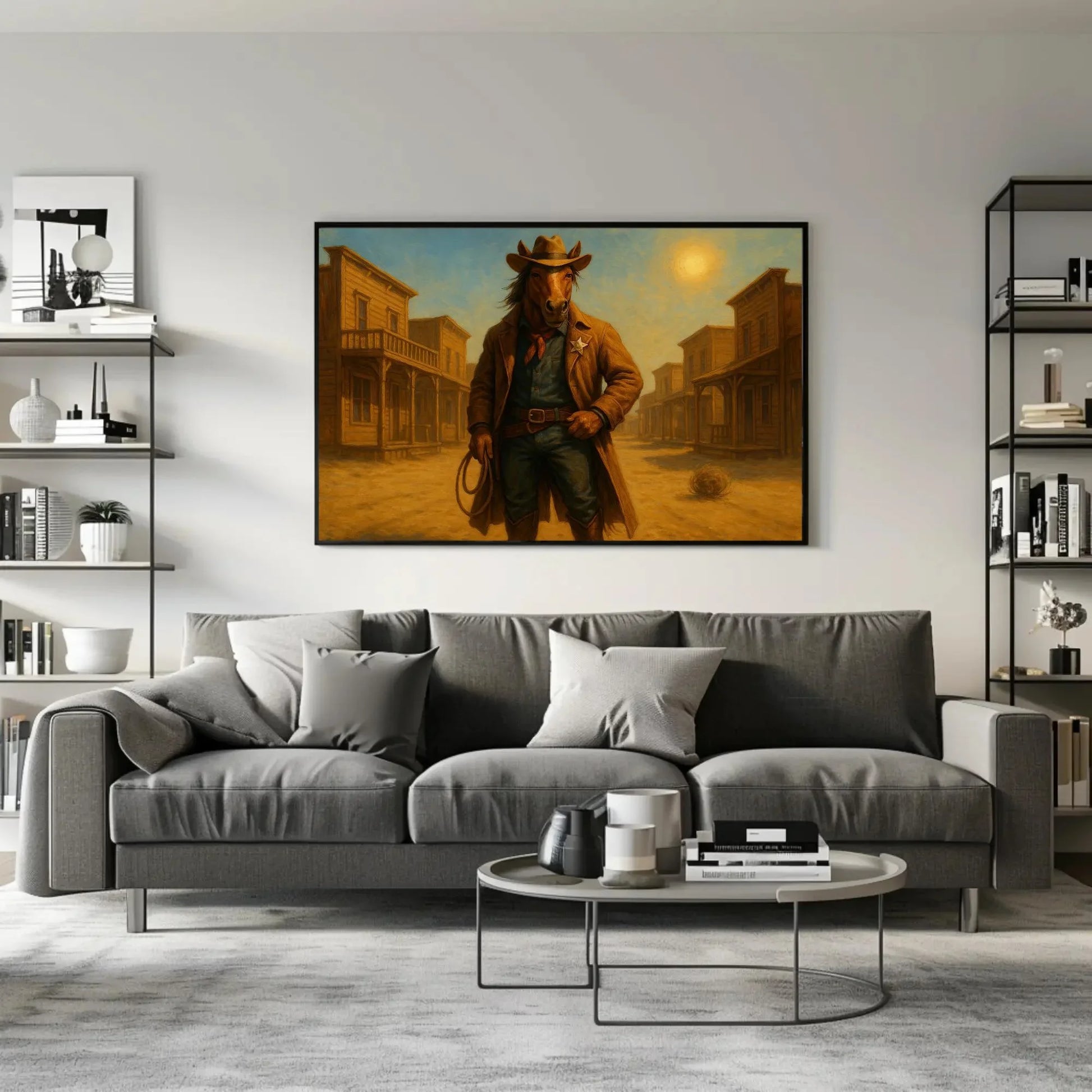Horse Cowboy Western Canvas Print | Rustic Wild West Wall Art Decor | Farmhouse Ranch Animal Art | Unique Country Giclée Wall Art – Canvas Print